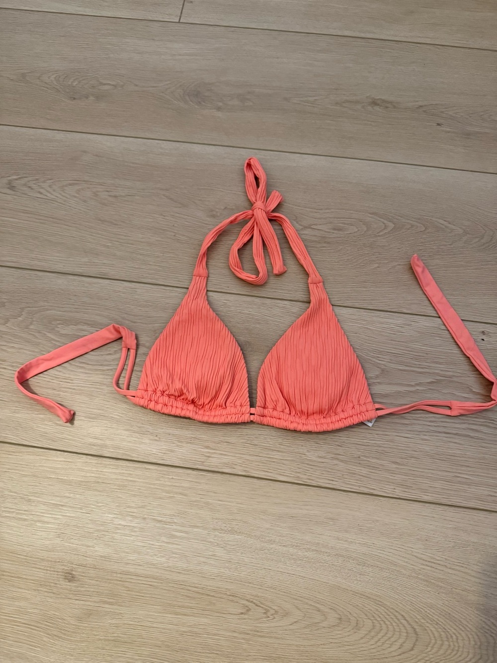 Luli Fama Coral Pink Triangle Bikini Top
